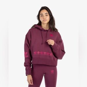 NEW Adidas Trefoil Cropped Hoodie Women’s S Victory Crimson